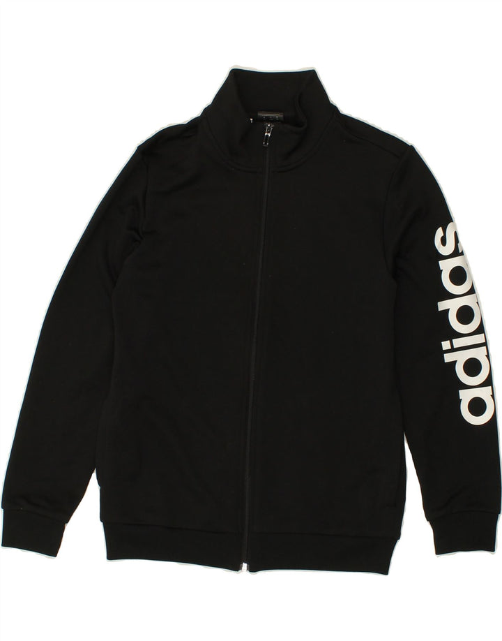 ADIDAS Boys Graphic Tracksuit Top Jacket 11-12 Years Black Polyester Vintage Adidas and Second-Hand Adidas from Messina Hembry 