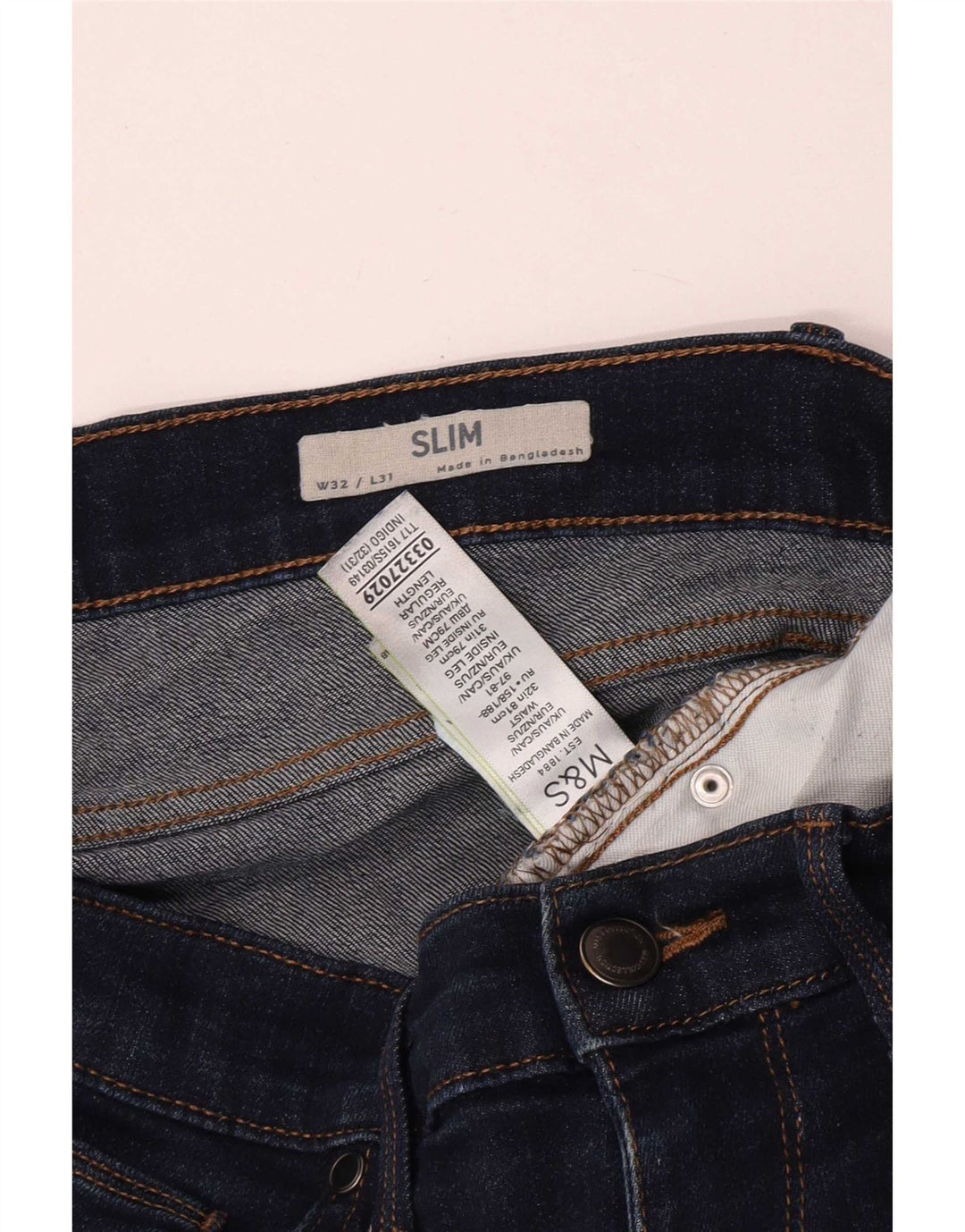 Marks & Spencer muške uske traperice W32 L31 tamnoplavi pamuk