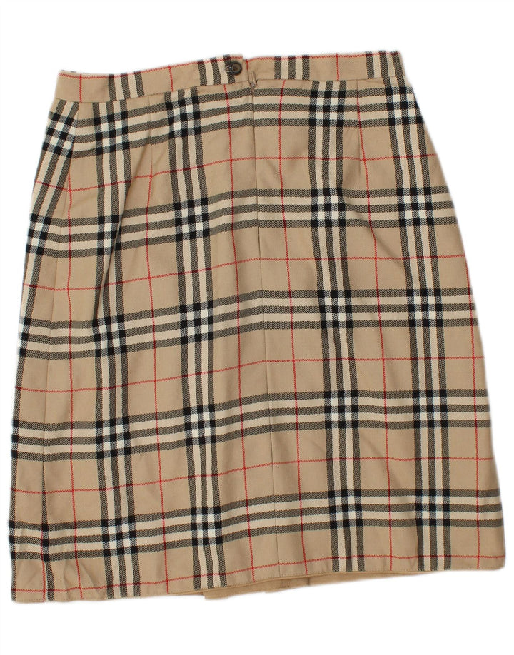 Vintage ženska pencil suknja W30 srednje bež karirane boje