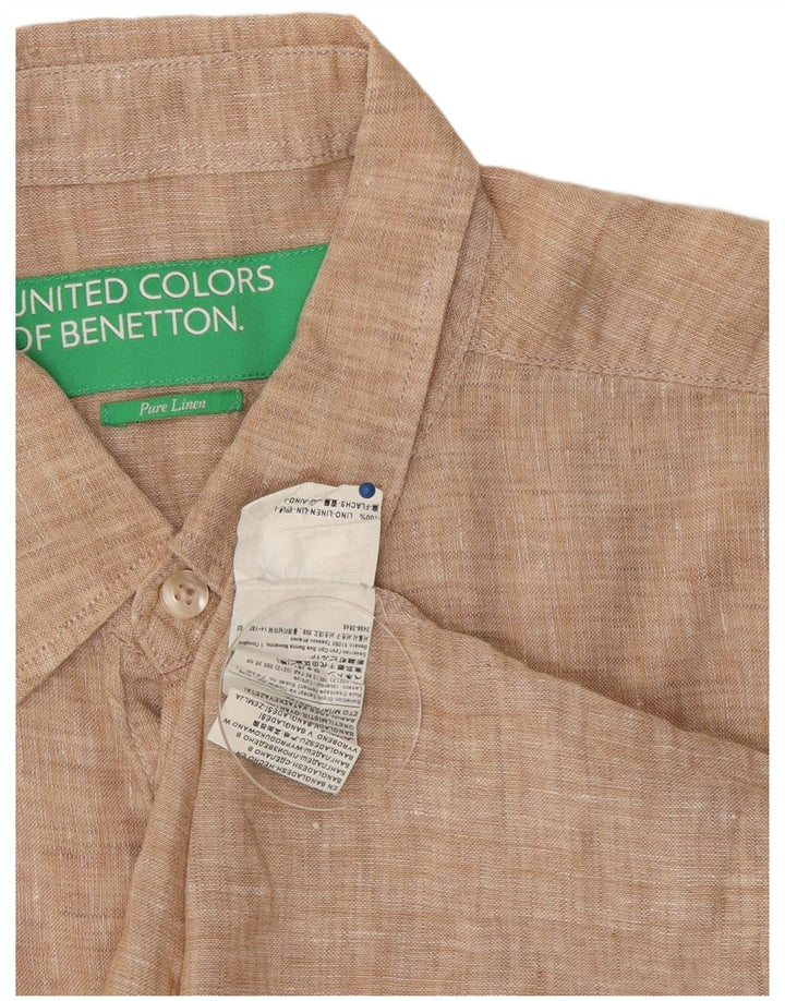 Benetton muška košulja kratkih rukava Large Beige Lan