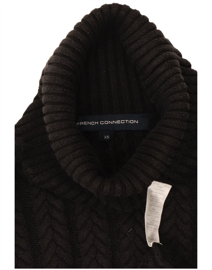 FRENCH CONNECTION Preveliki ženski pulover s rol izrezom UK 6 XS crni