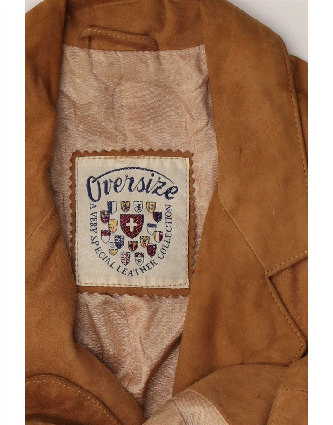 Vintage ženska jakna od brušene kože s 3 gumba UK 14 srednje bež kožna