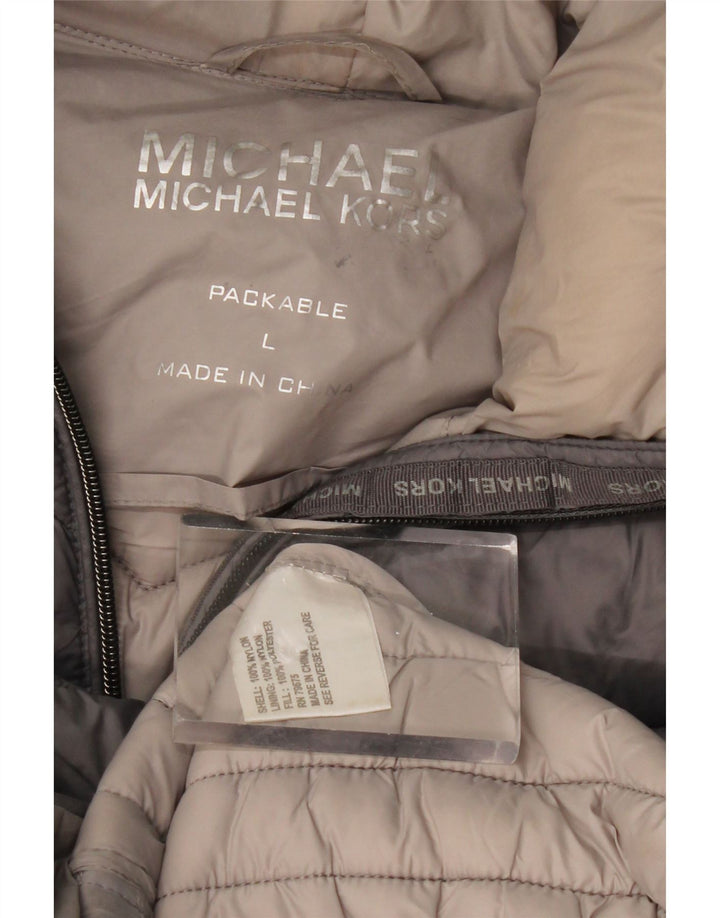 MICHAEL KORS Ženski podstavljeni kaput s kapuljačom UK 16 Veliki sivi najlon