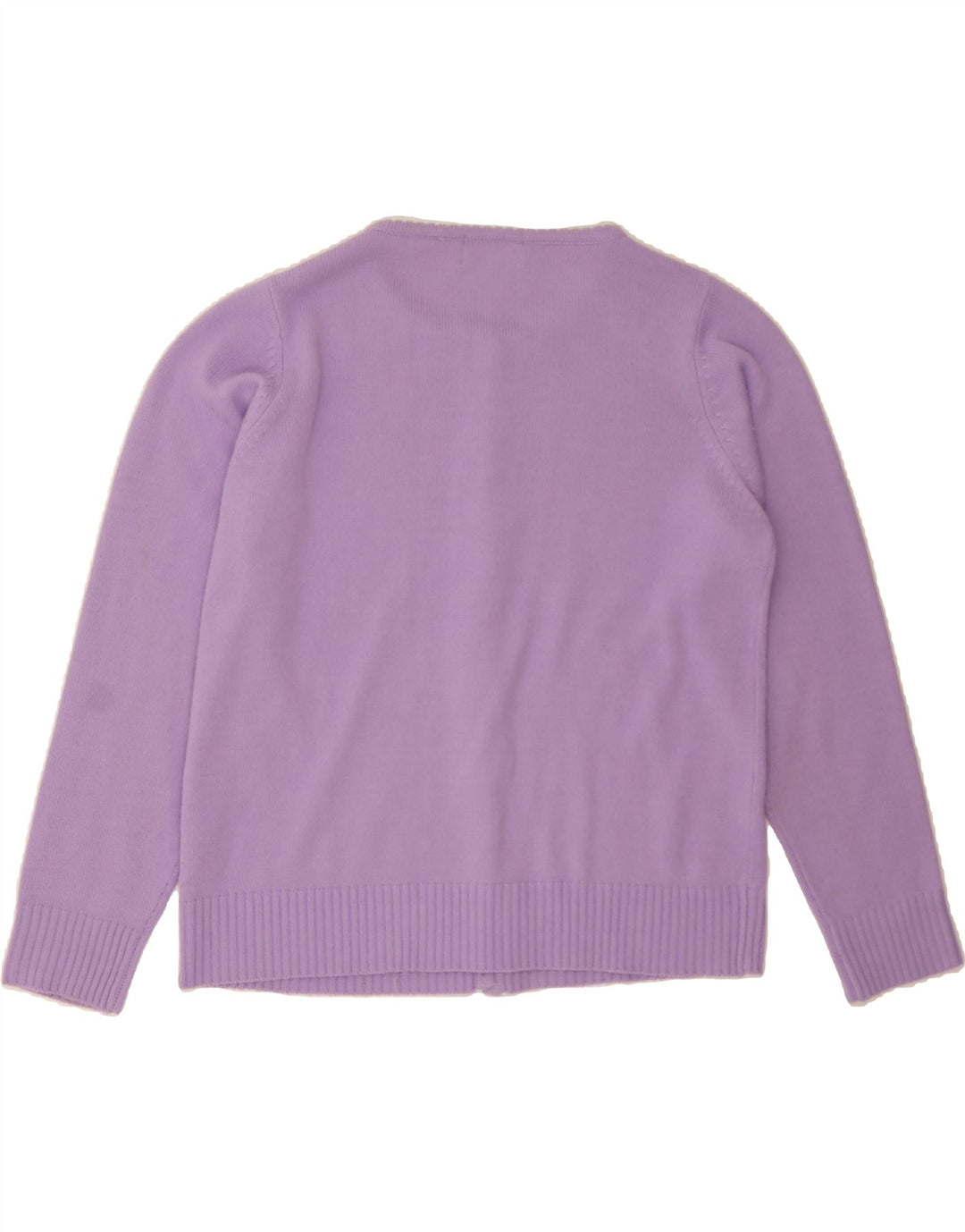 VINTAGE Womens Cardigan Sweater UK 16 Large Purple Floral Acrylic Vintage Vintage and Second-Hand Vintage from Messina Hembry 