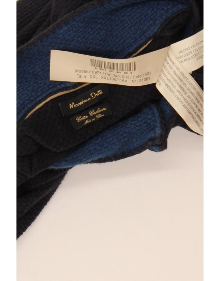 MASSIMO DUTTI Muški pulover s izrezom i patentnim zatvaračem 2XL tamnoplavi pamuk