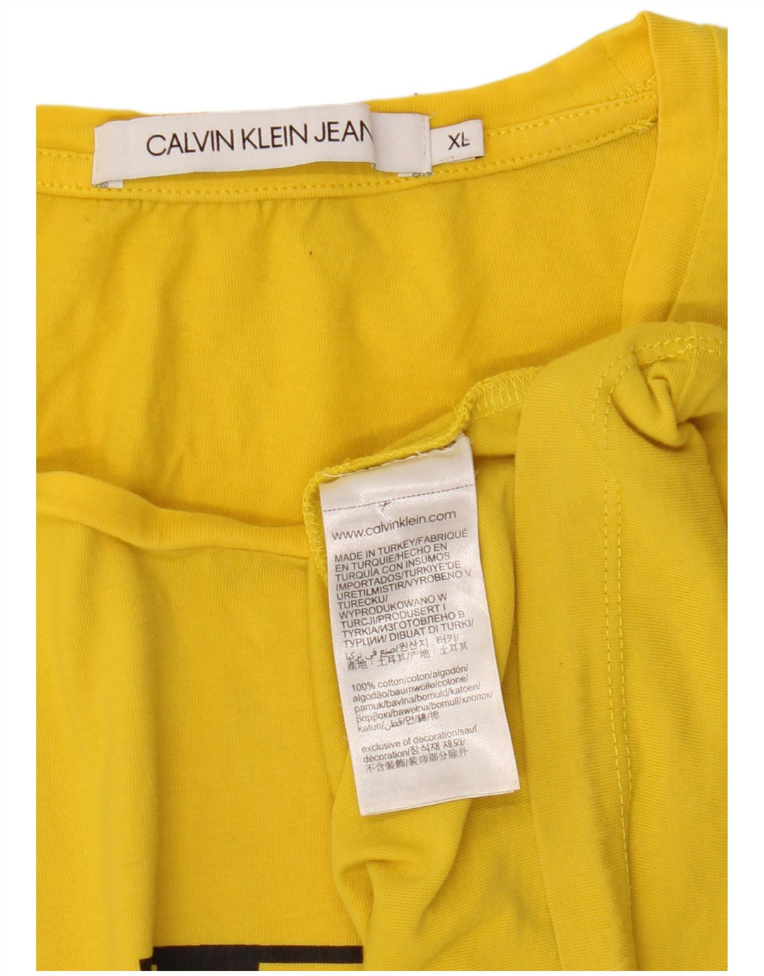 CALVIN KLEIN JEANS Ženska majica kratkih rukava s grafičkim motivima UK 18 XL Žuti pamuk