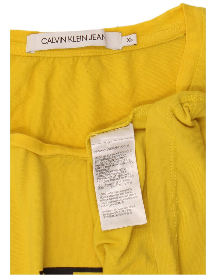 CALVIN KLEIN JEANS Ženska majica kratkih rukava s grafičkim motivima UK 18 XL Žuti pamuk