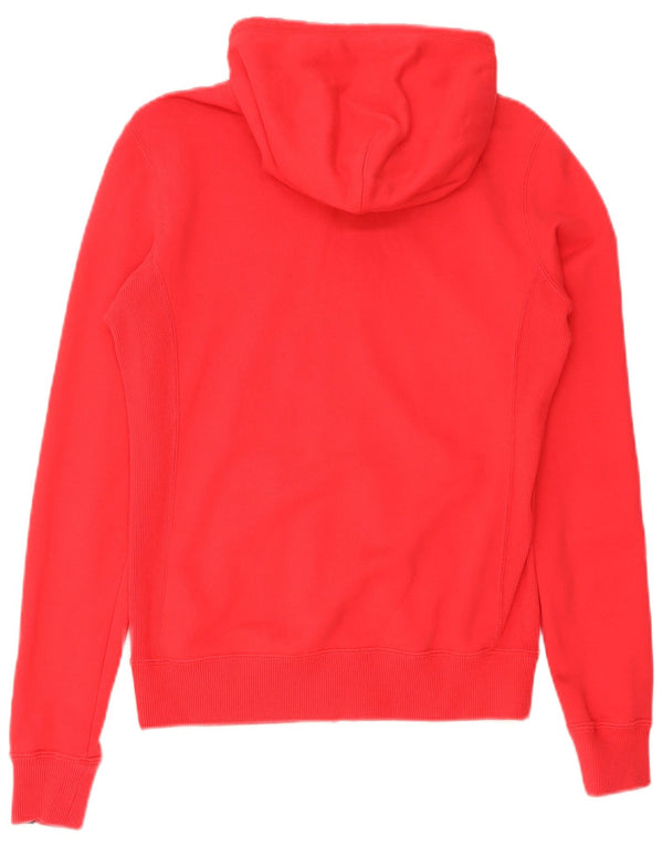 Nike Womens Zip Hoodie Sweater UK 14 Medium Red Cotton