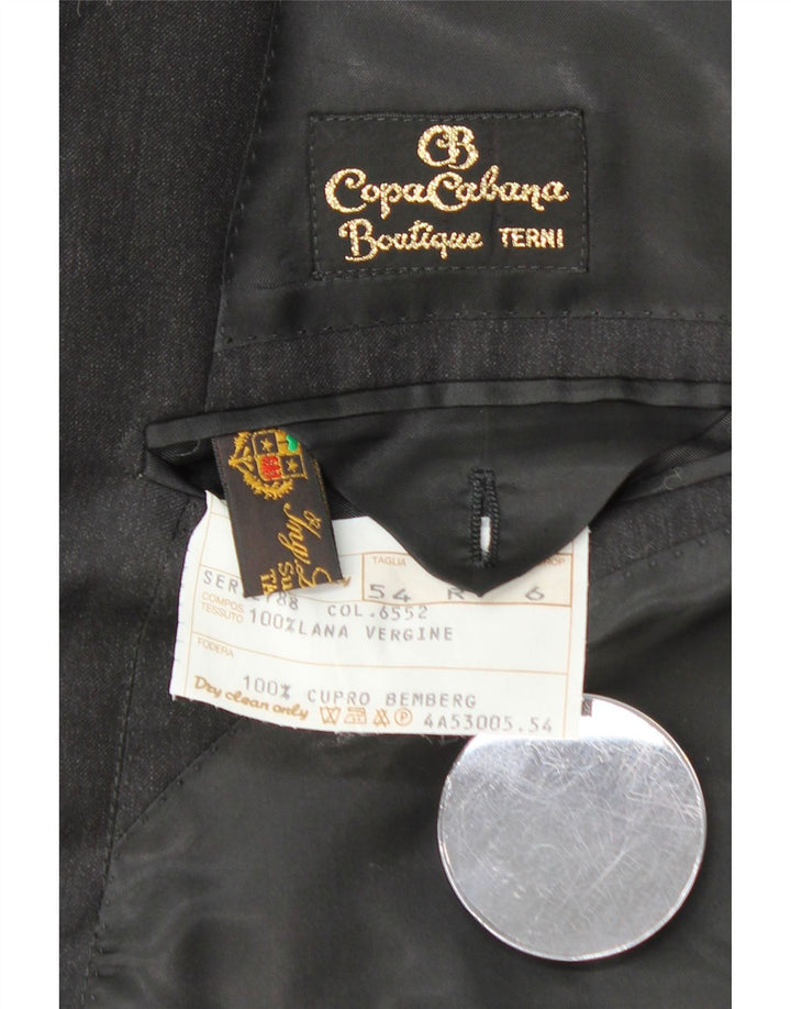 COPACABANA Mens Double Breasted Blazer Jacket IT 54 2XL Grey Virgin Wool