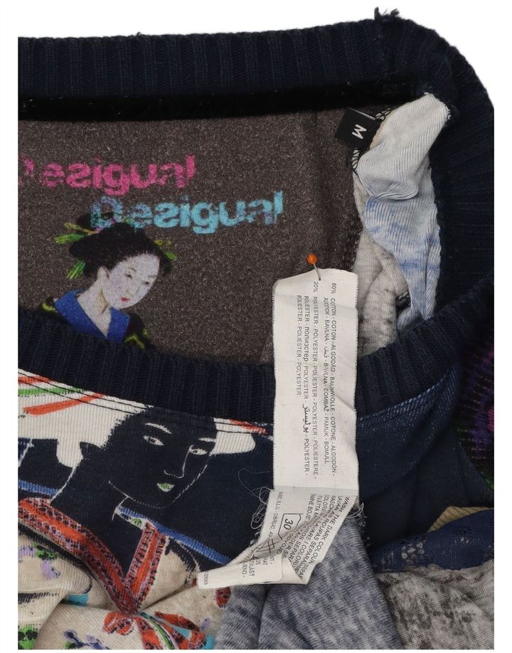 DESIGUAL Ženska majica dugih rukava s grafičkim motivima UK 14 Srednje tamnoplava cvjetna