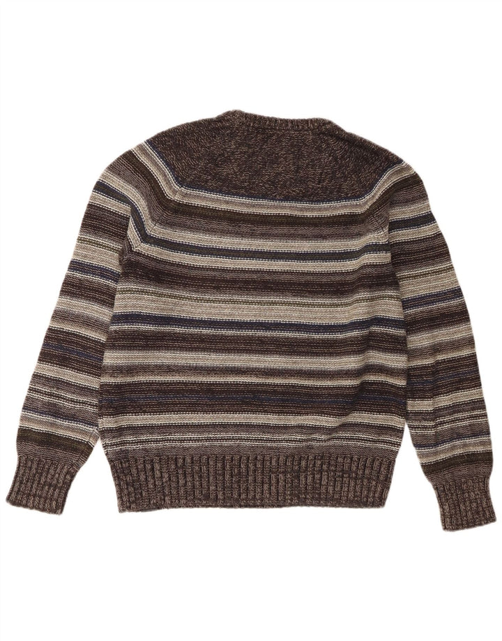 Fat Face muški džemper s okruglim izrezom, pamuk na srednje sive pruge