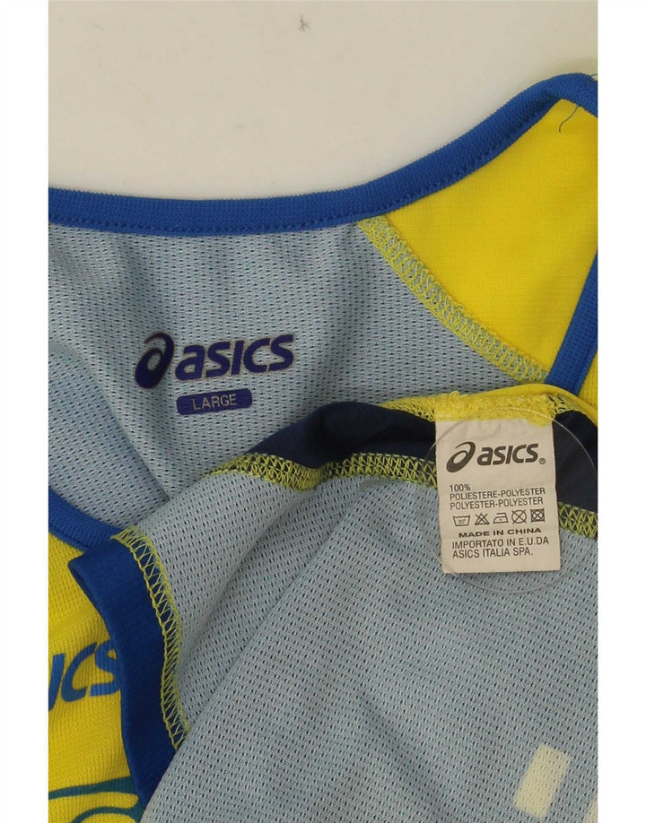 Veliki muški prsluk Asics s grafičkim motivima od poliestera u žutoj boji