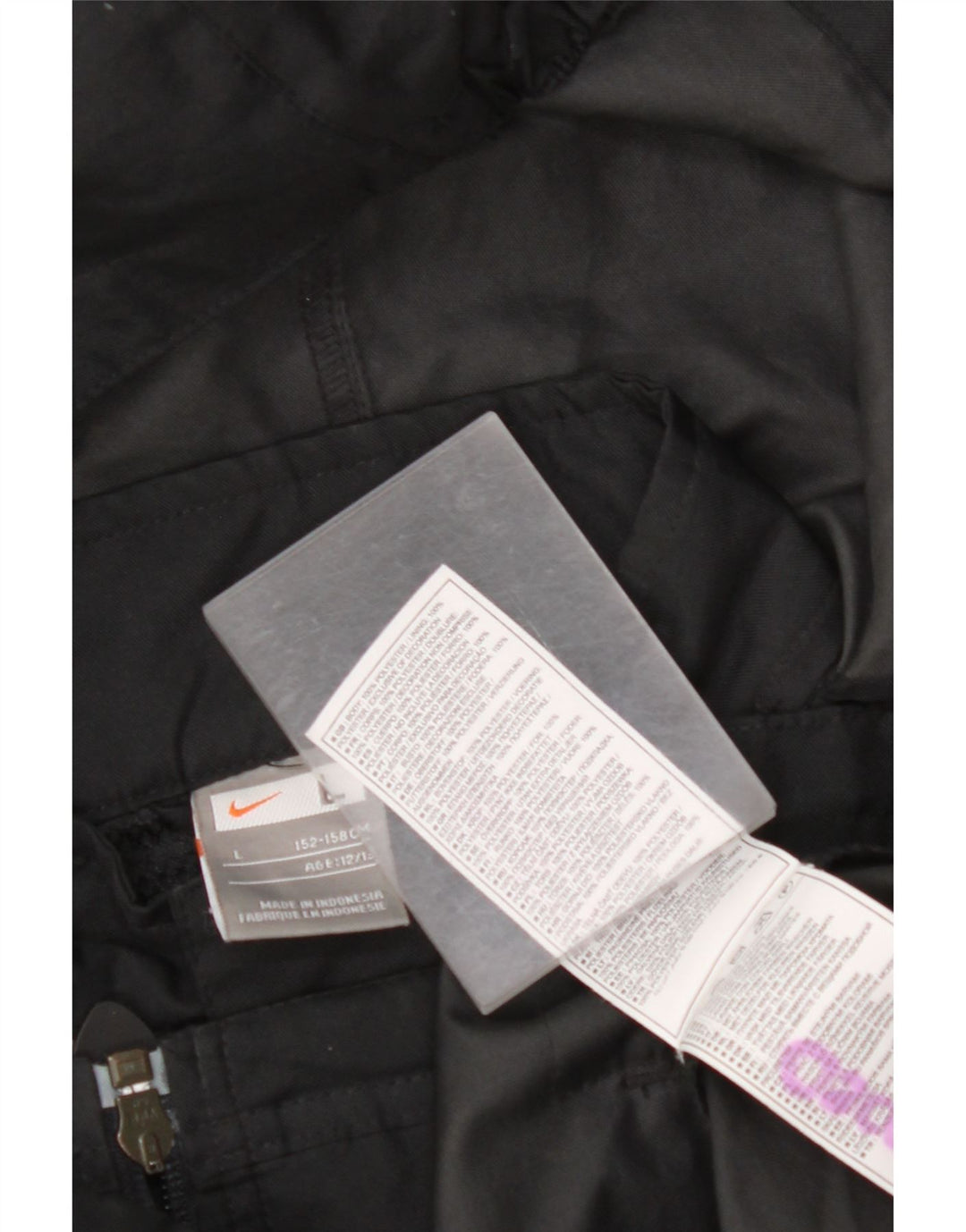 NIKE Kišna jakna s kapuljačom za dječake 12-13 godina, velika crna poliesterska boja