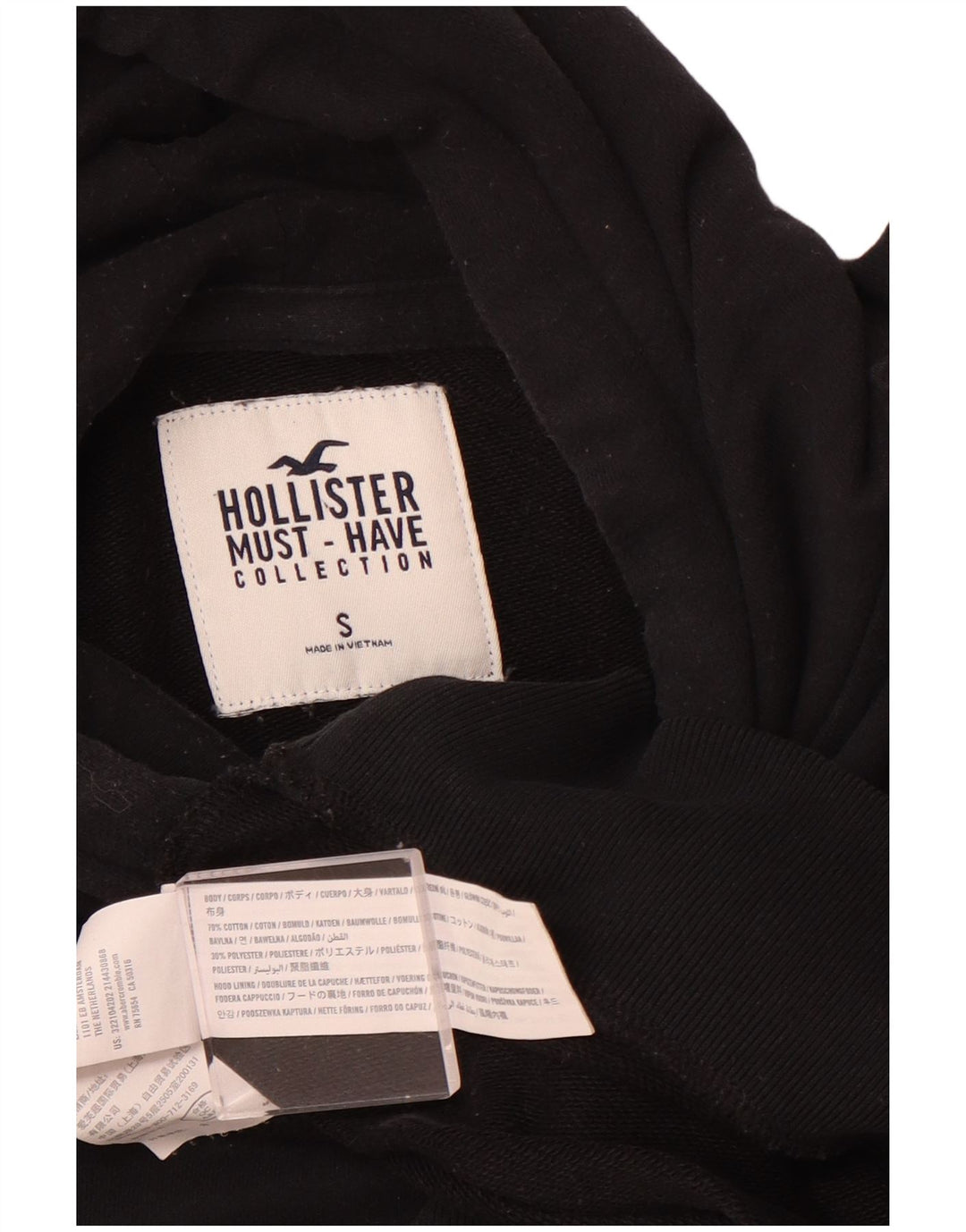 HOLLISTER Muška majica s kapuljačom Mala crna pamučna