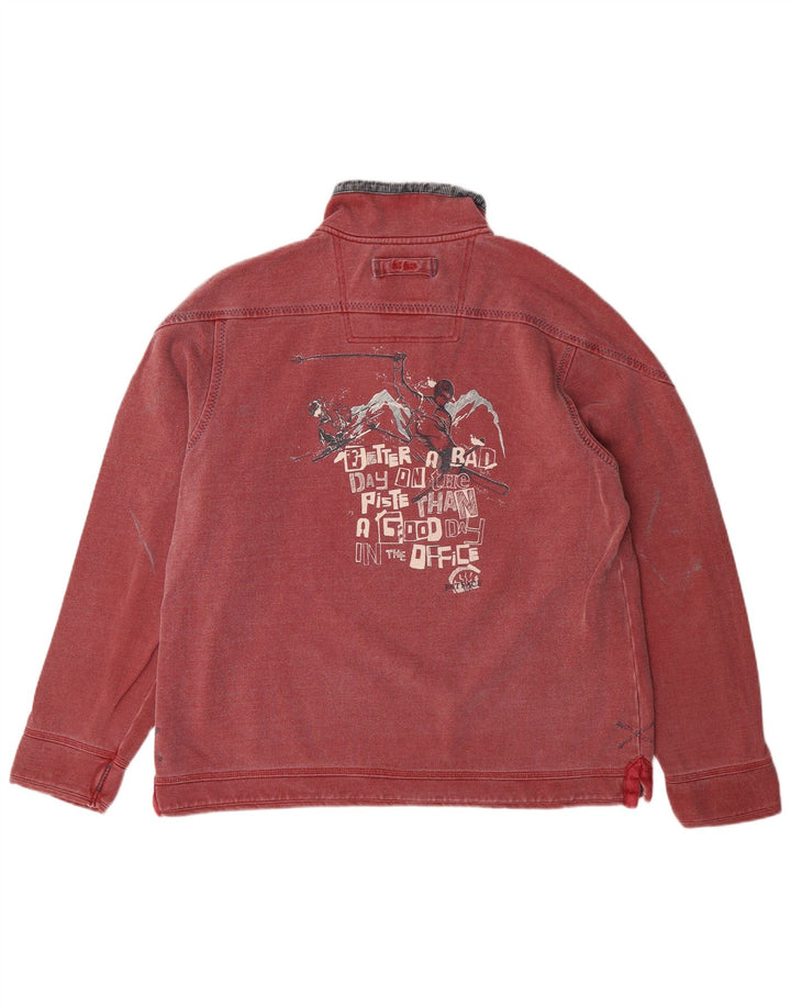 FAT FACE Srednje crveni pamuk, muški džemper s izrezom i patentnim zatvaračem