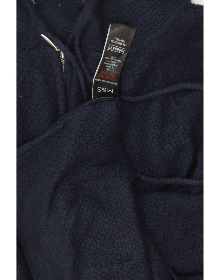 Marks & Spencer muški pulover s izrezom s patentnim zatvaračem XL tamnoplava viskoza
