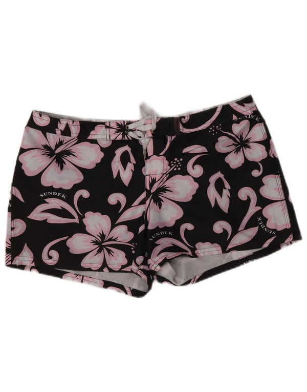 SUNDEK Womens Swimming Shorts US 2 XS W28 Black Floral Polyester