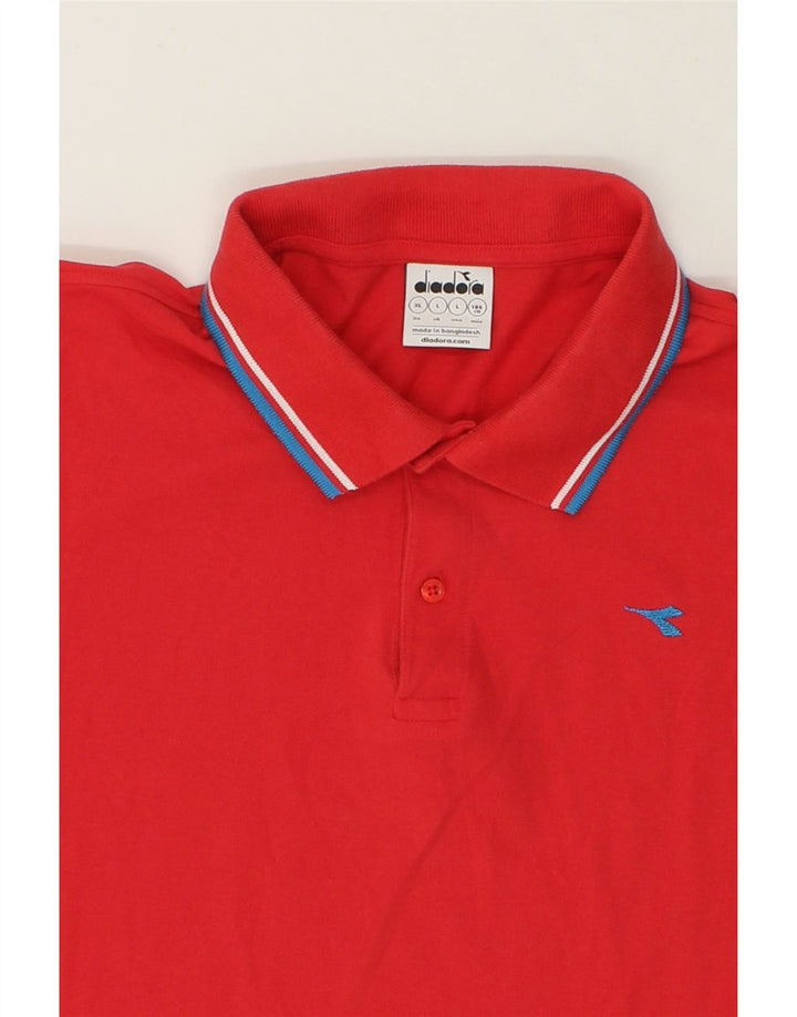 DIADORA Mens Polo Shirt Large Red Cotton Vintage Diadora and Second-Hand Diadora from Messina Hembry 