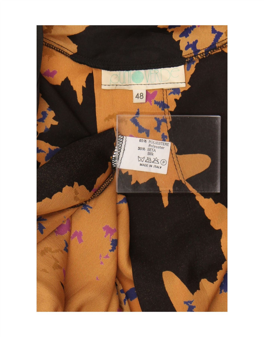 Vintage ženski kardigan s apstraktnim uzorkom IT 48 XL žuti poliester