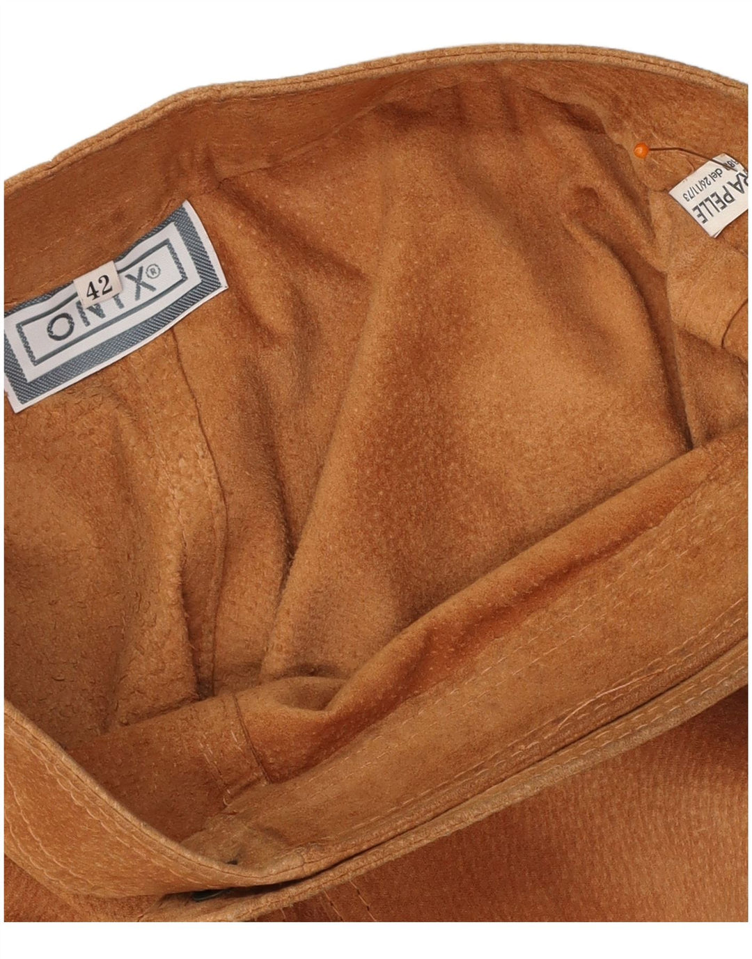 ONYX ženska mini suknja s omotom od brušene kože IT 42 srednje veličine W28 smeđa koža