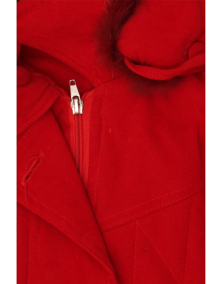Vintage ženska velika parka jakna s kapuljačom UK 18 XL od crvenog poliestera