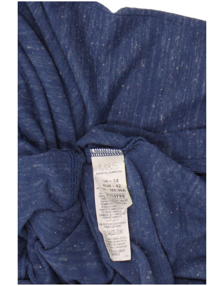 Marks & Spencer ženska majica s 3/4 rukavima UK 14 srednje plavi flekasti poliester