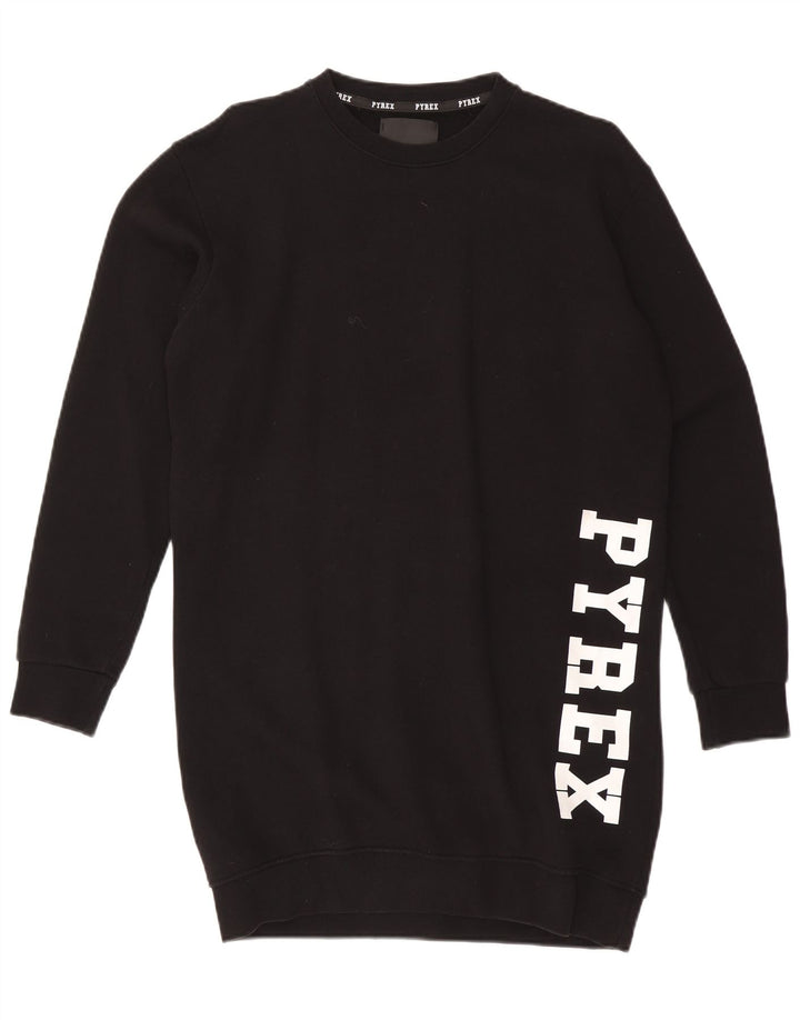 Pyrex ženska prekomjerna majica s džemperom UK 10 Mala crna pamučna