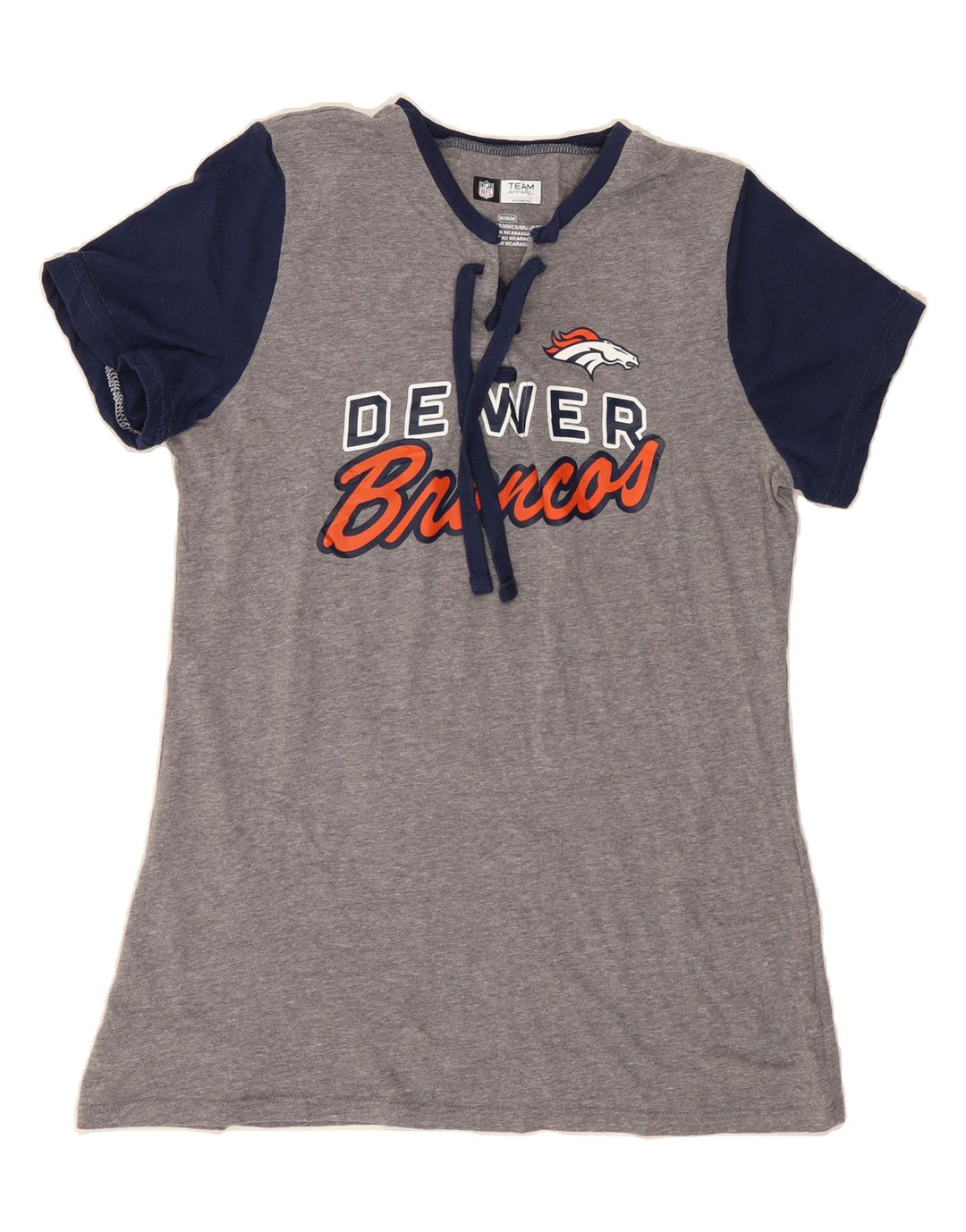 NFL TEAM APPAREL Womens Graphic T-Shirt Top UK 12 Medium Grey Vintage NFL TEAM APPAREL and Second-Hand NFL TEAM APPAREL from Messina Hembry 