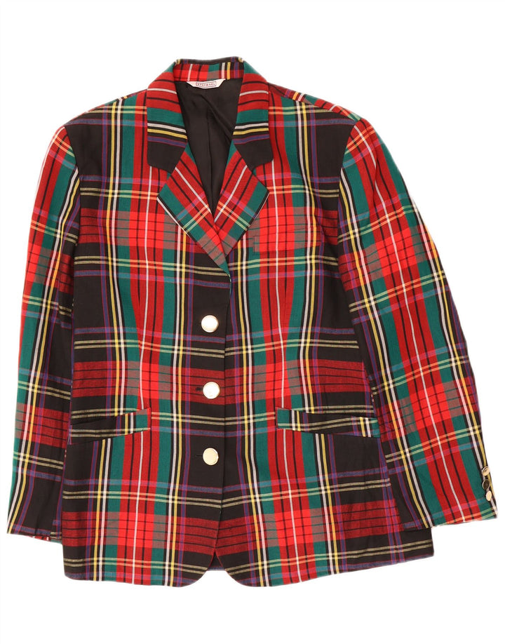 STEFANEL Womens 3 Button Blazer Jacket IT 42 Medium Multicoloured Check