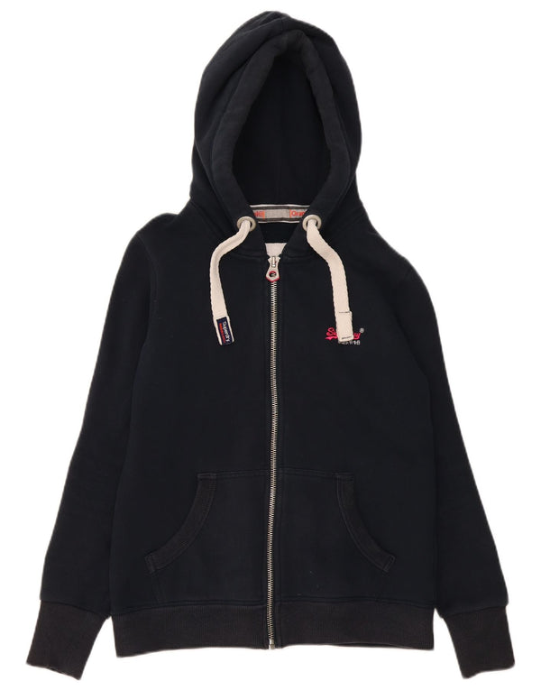 Superdry ženski pulover s kapuljačom na patentni zatvarač UK 16 Veliki tamnoplavi pamuk