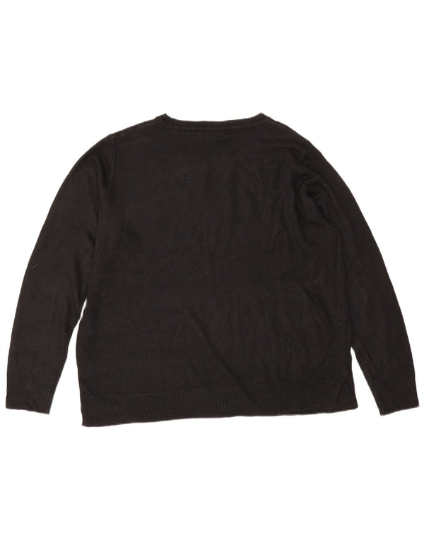 Marks & Spencer Womens Boat Neck Jumper Sweater UK 16 Large Black Acrylic