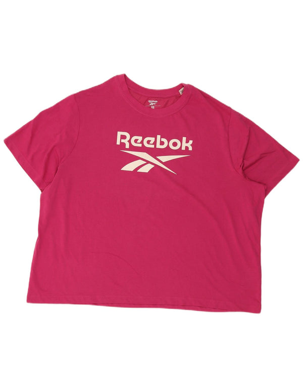 Reebok Ženska grafička majica kratkih rukava UK 30/32 4XL Ružičasti pamuk