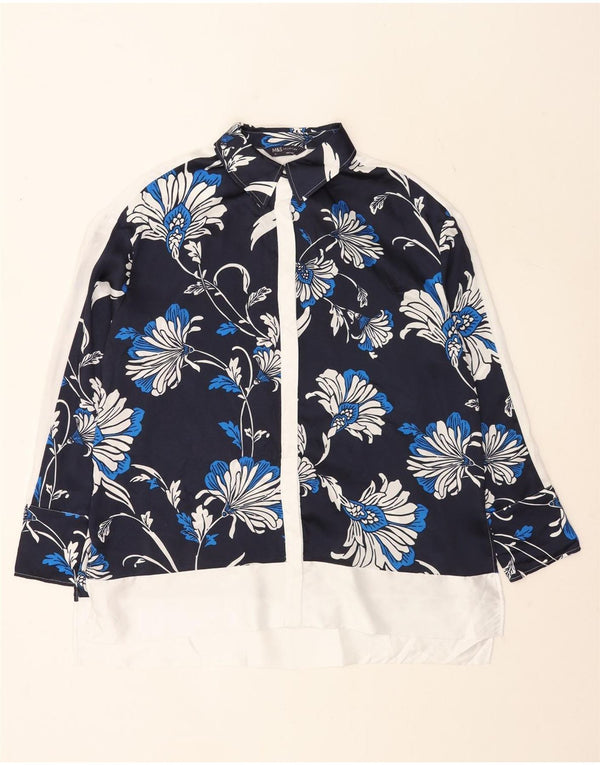 Marks & Spencer ženska prevelika košulja bluza UK 16 velika tamnoplava cvjetna