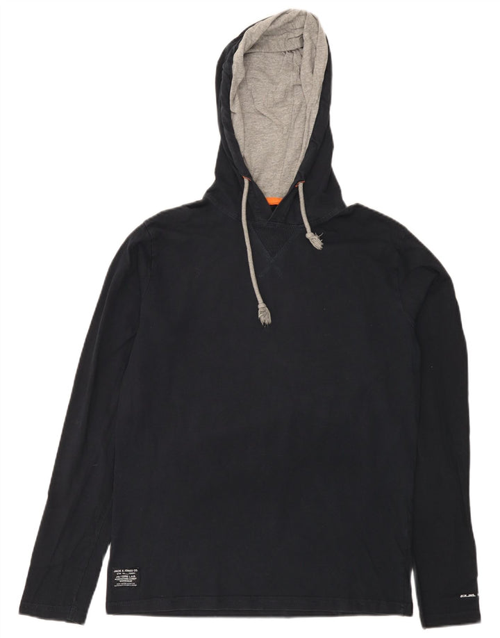 Jack & Jones muška majica s kapuljačom s dugim rukavima srednje tamnoplave boje