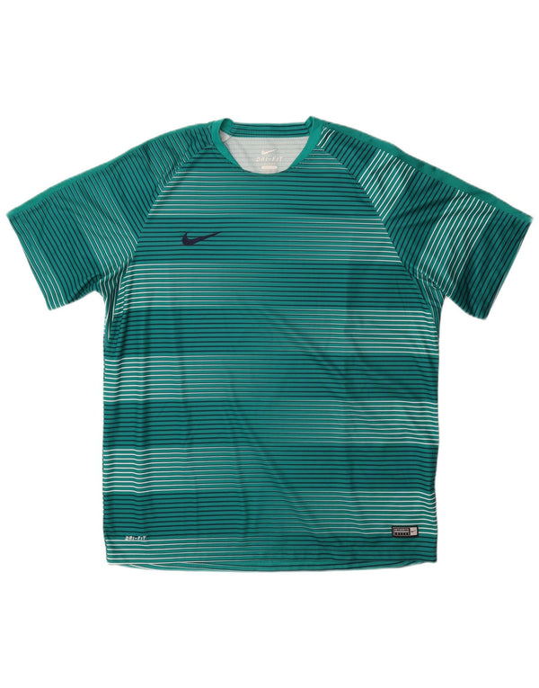 Nike Dri Fit majica kratkih rukava 2XL zeleni prugasti poliester