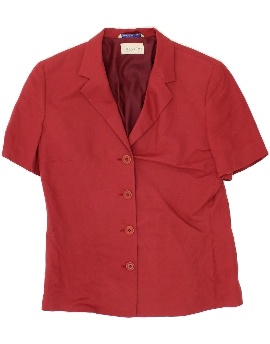 LINEA EMME Womens 4 Button Short Sleeve Blazer Jacket UK 12 Medium  Red Vintage Linea Emme and Second-Hand Linea Emme from Messina Hembry 