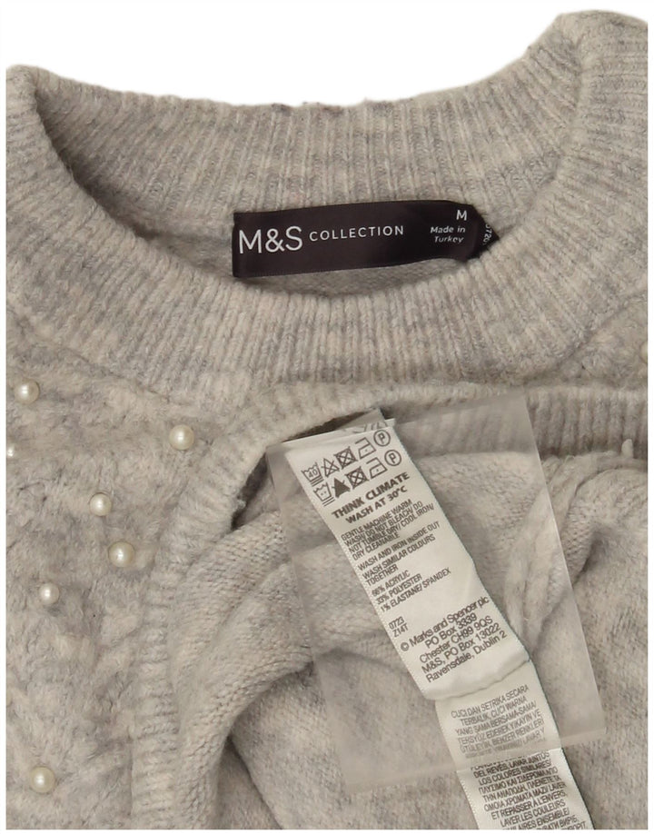 Marks & Spencer ženski džemper s okruglim izrezom UK 14 srednje sivo s pjegama
