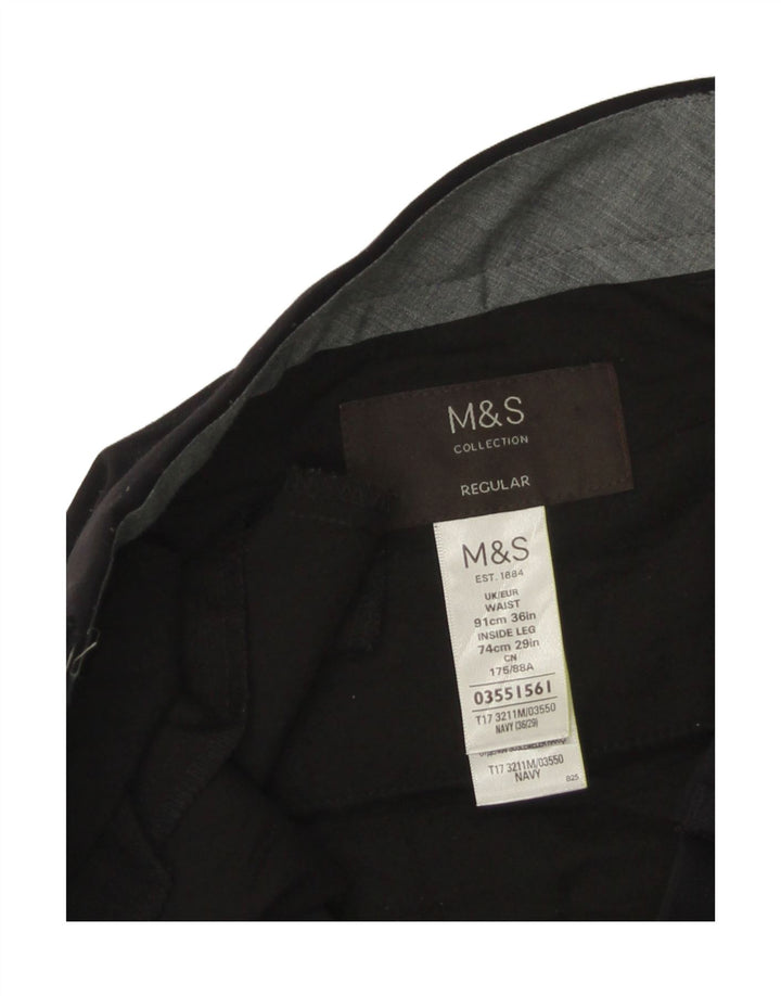 Marks & Spencer muške standardne hlače s štipaljkama W36 L29 crni poliester