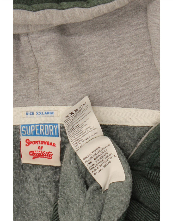 SUPERDRY muški pulover s kapuljačom s grafičkim zatvaračem 2XL kaki poliester