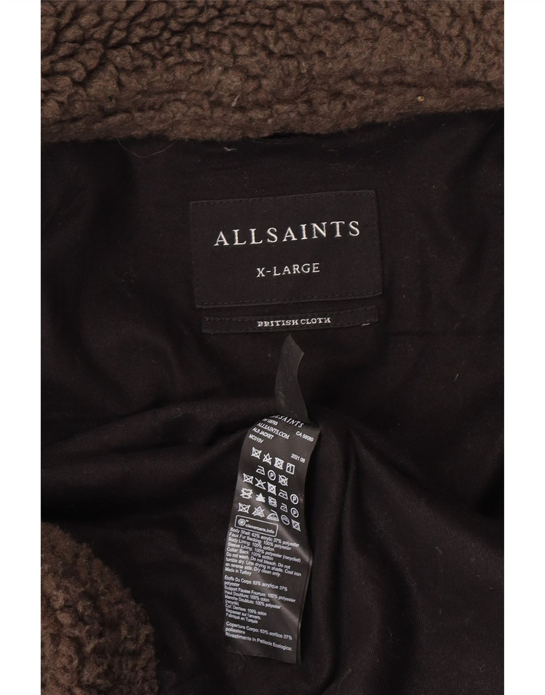 Muška bomber jakna od flisa All Saints UK 42 XL smeđi akril