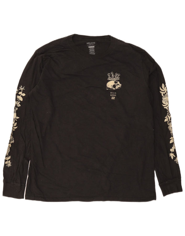 Billabong Mens Core Fit Slim Fit Graphic Top Long Sleeve 2XL Black Cotton