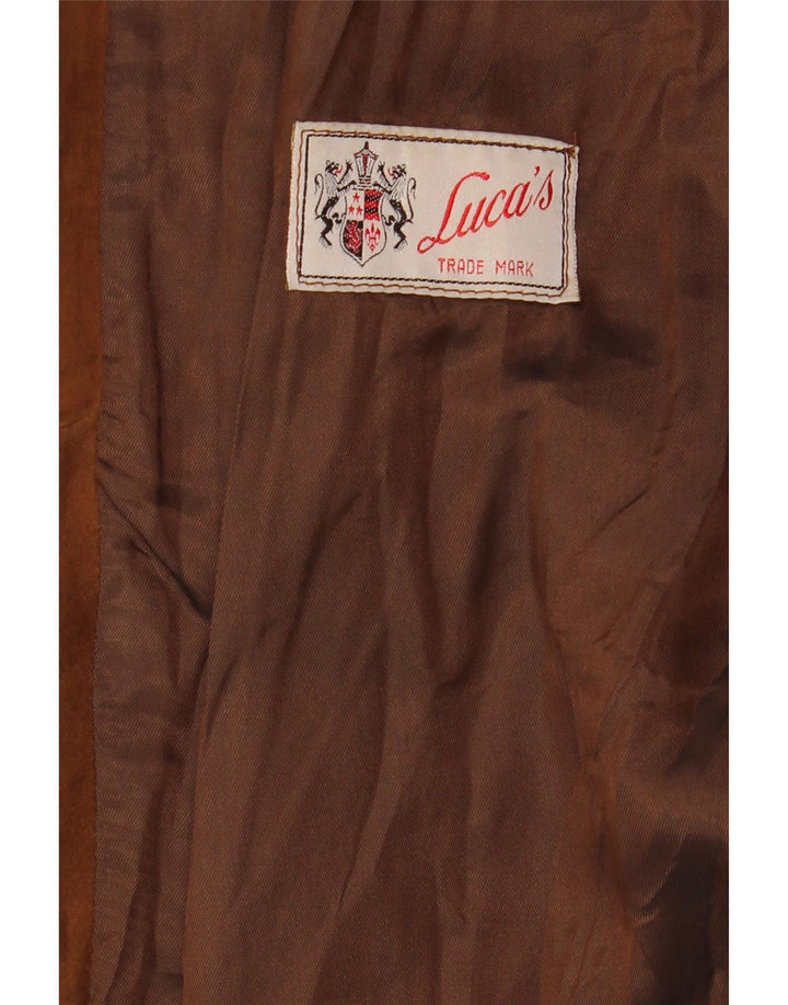 Vintage ženska jakna od brušene kože s 3 gumba IT 50 XL, smeđa koža