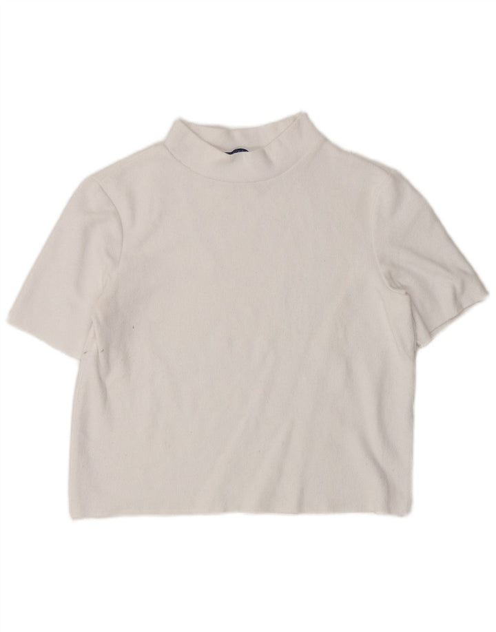 Zara ženski kratki džemper kratkih rukava s kornjačastim izrezom UK 12 Srednje bijeli