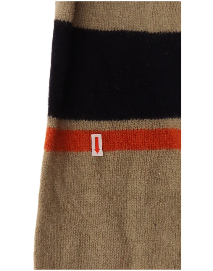 Kappa ženski džemper s izrezom i srednjim bež prugastim vunenim klasikom