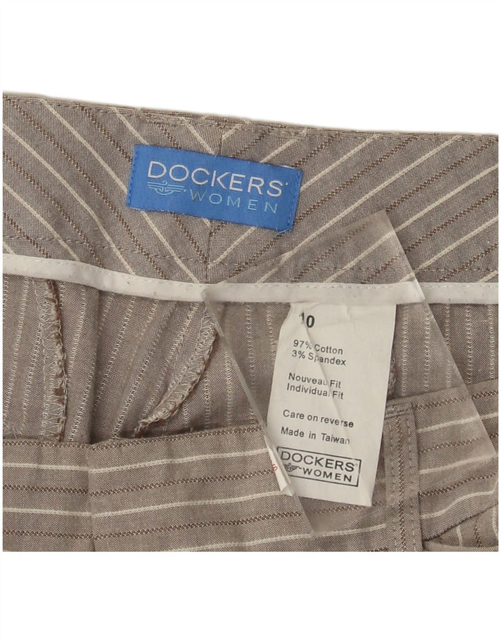 DOCKERS Ženske kapri hlače US 10 Large W30 L22 Pamuk na sive pruge