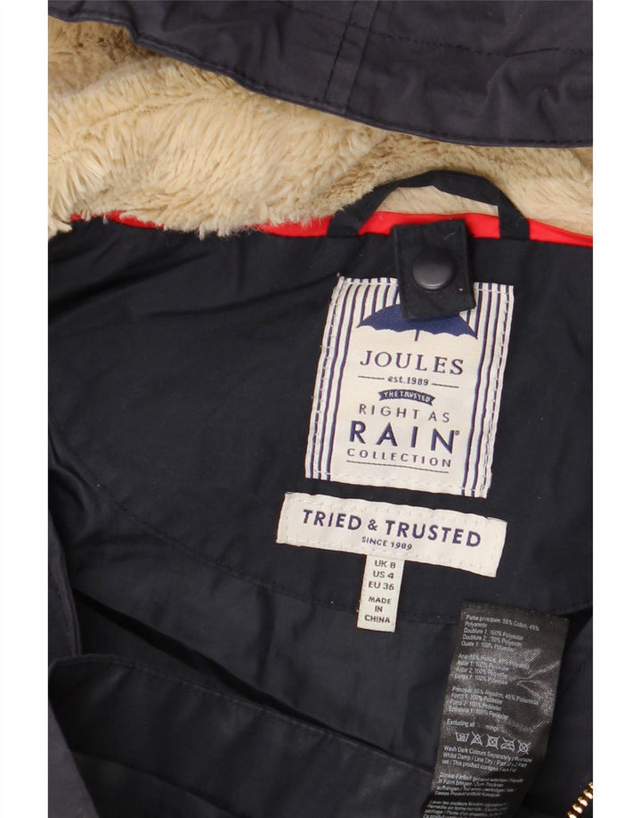 Velika ženska kišna jakna s kapuljačom Joules UK 8 Mala tamnoplava pamuk