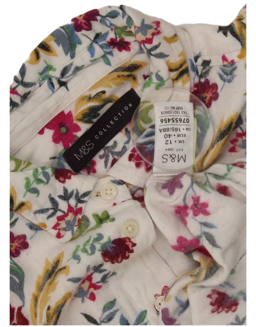 Marks & Spencer ženska košulja UK 12 srednje bijele cvjetne viskoze
