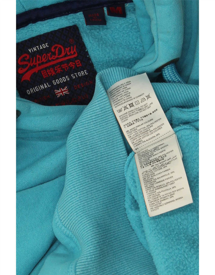 Superdry muška majica s kapuljačom s kapuljačom srednje plavi pamuk