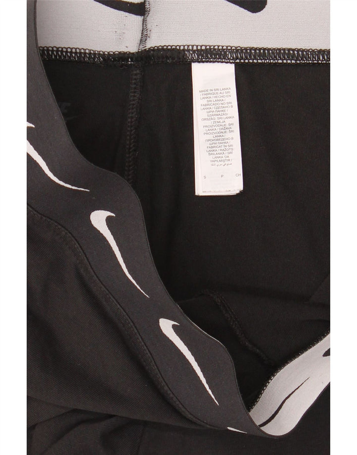 NIKE Womens Graphic Leggings UK 8 Small  Black Cotton