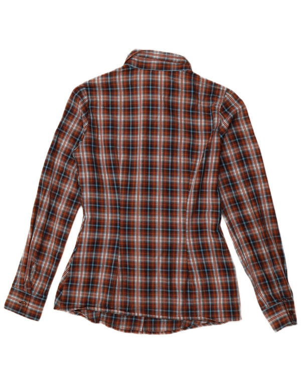 BENETTON Ženska košulja UK 10 Mala smeđa karirana pamuk